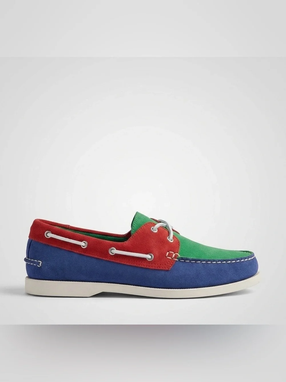 🖤🖤 CLUBROOM Mens Blue Color Block Comfort Elliot Round Toe Lace-Up Boat Shoes